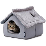 Pelzin Indoor Cat House Large Cat Cave Bed with Removable Cushion Comfort