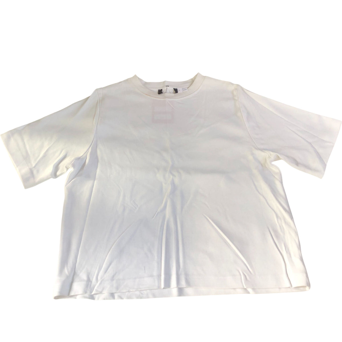 Women's White Short Sleeve T-Shirt Jersey Cotton Top Size Medium