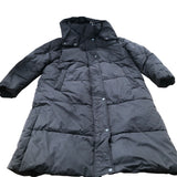 Puffer Jacket Women's Long Hooded Winter Coat Black UK 16-18