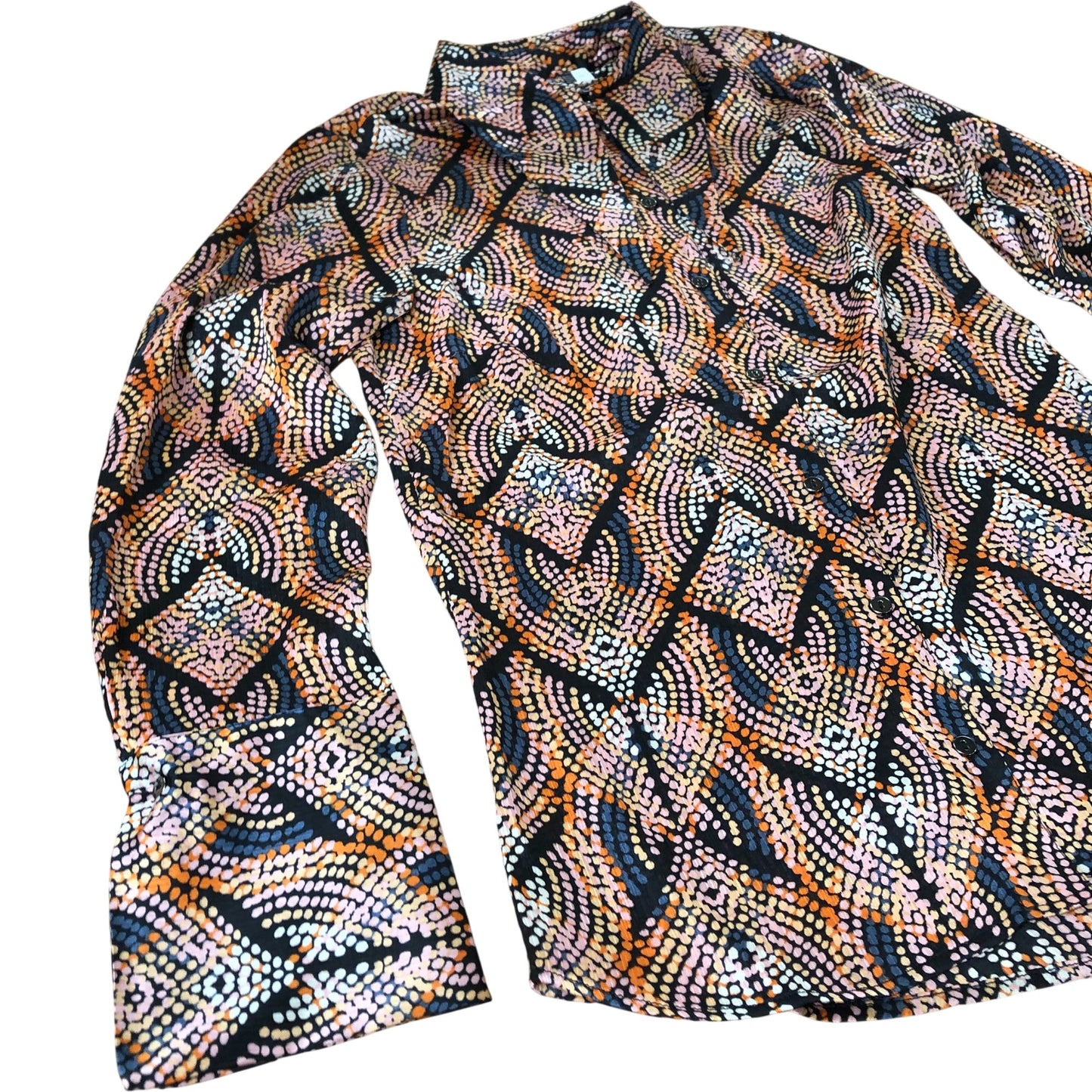 Branded Long Sleeve Blouse UK Women's Colourful Pattern Polyester UK8