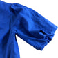 V Neck Puff Sleeve Blouse Size S Women's Blue Linen Cotton