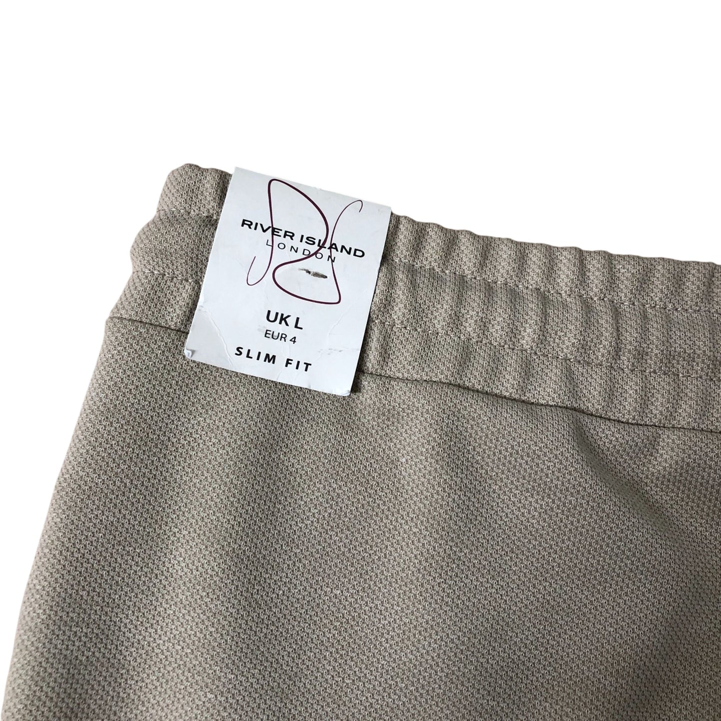 River Island Slim Fit Cargo Trousers UK L Jersey Light Stone Elasticated Cuff
