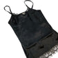 River Island Camisole UK6 Women's Black Satin Lace Detail Sleeveless Top