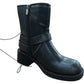 Chunky Heeled Ankle Boots UK4 Women's Black Faux Leather Zipper Detail