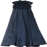 Midi Dress Women's Navy Blue Cap Sleeve Pleated Viscose UK18