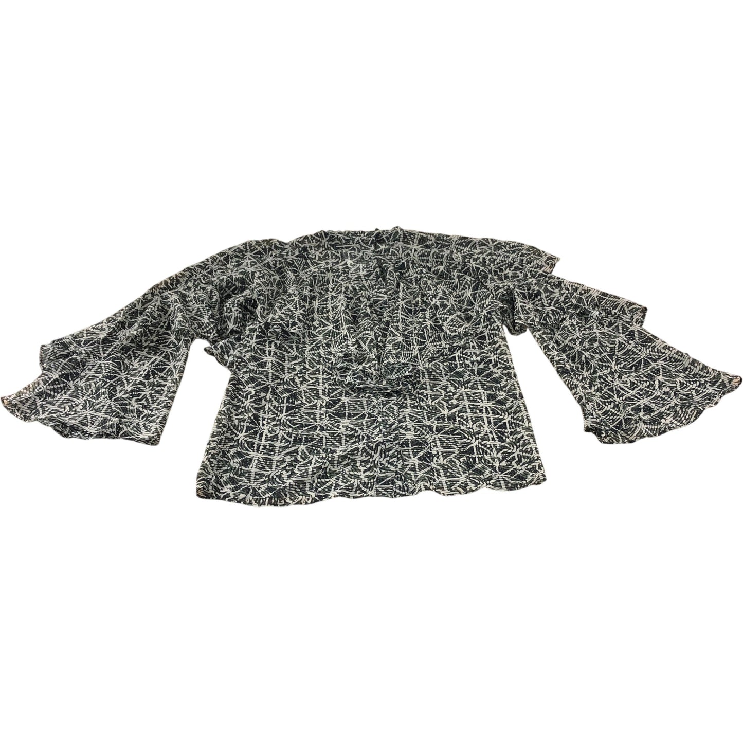 Branded Khaki Printed Ruffle Blouse - Size 8