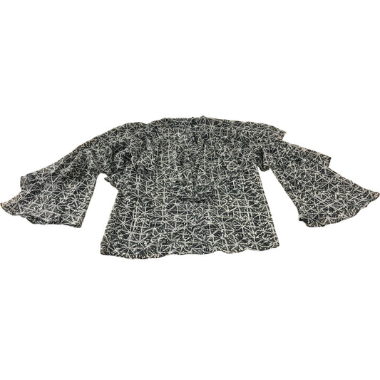 Branded Khaki Printed Ruffle Blouse - Size 8