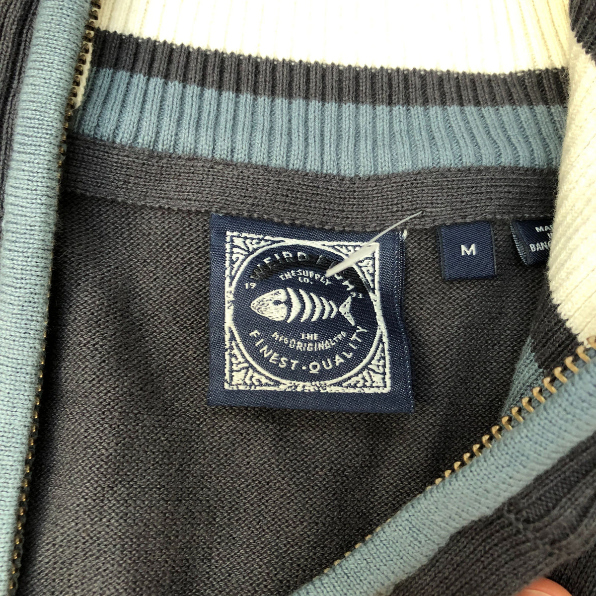 Weird Fish Quarter Zip Sweater Dark Navy Size M