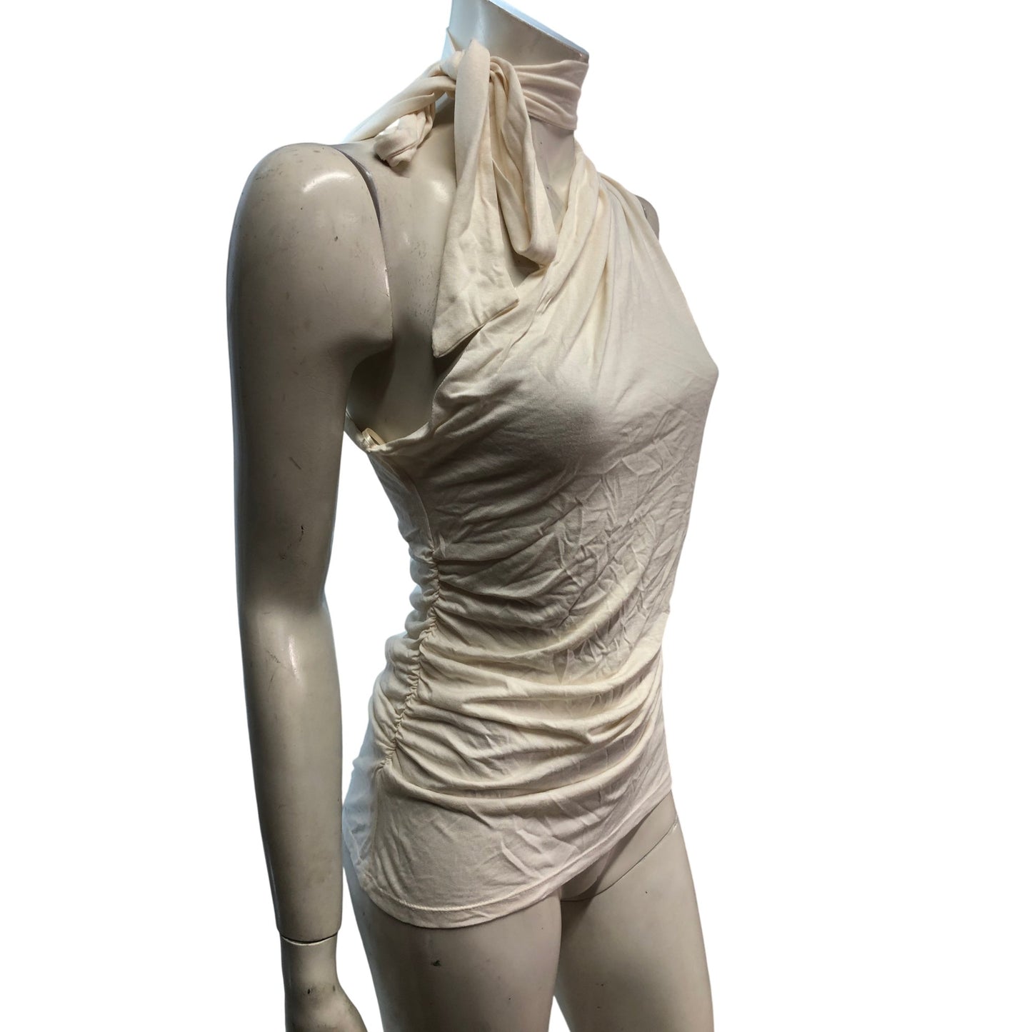 River Island Stylish Cream One Shoulder Women's Top Size XS Casual Ruched Design