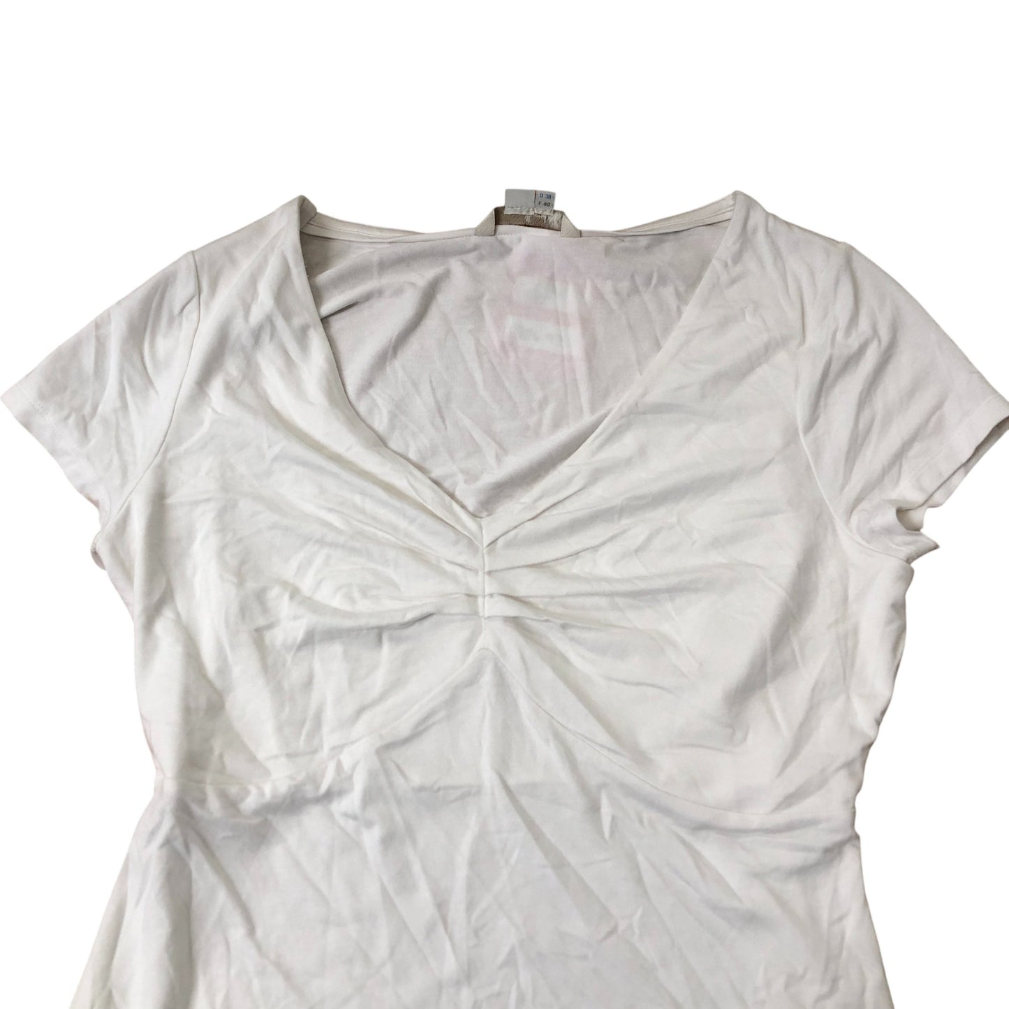 Boden Women's V Neck Top White Short Sleeve Stretchy Blouse UK12