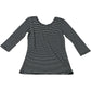 Striped Top Women's Long Sleeve Black White Cotton Casual Tee Size 10