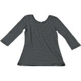Striped Top Women's Long Sleeve Black White Cotton Casual Tee Size 10