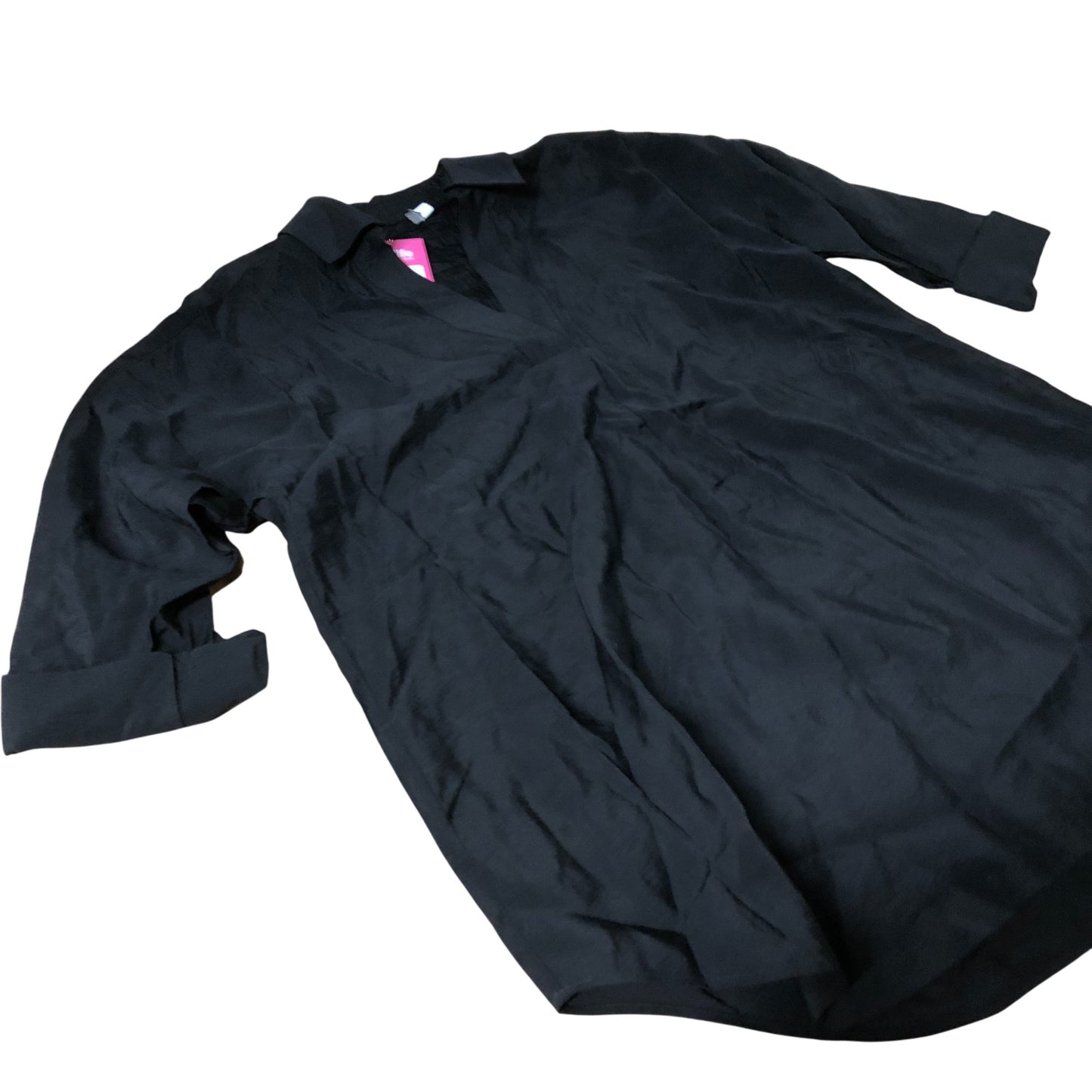 Branded Black Blouse Women's Long Sleeve V Neck Lightweight Cotton UK8