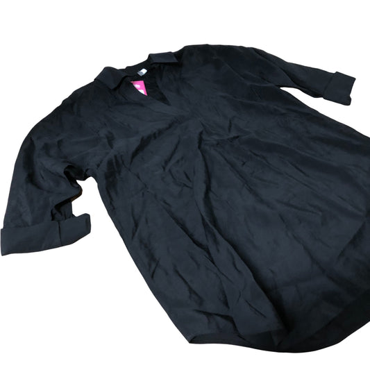 Branded Black Blouse Women's Long Sleeve V Neck Lightweight Cotton UK8