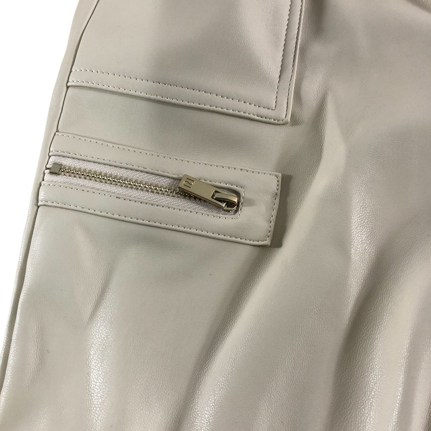 River Island Girls Cargo Trousers UK6 Years Cream Faux Leather