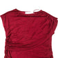 Red Short Sleeve Blouse Women's Draped Design Viscose Medium