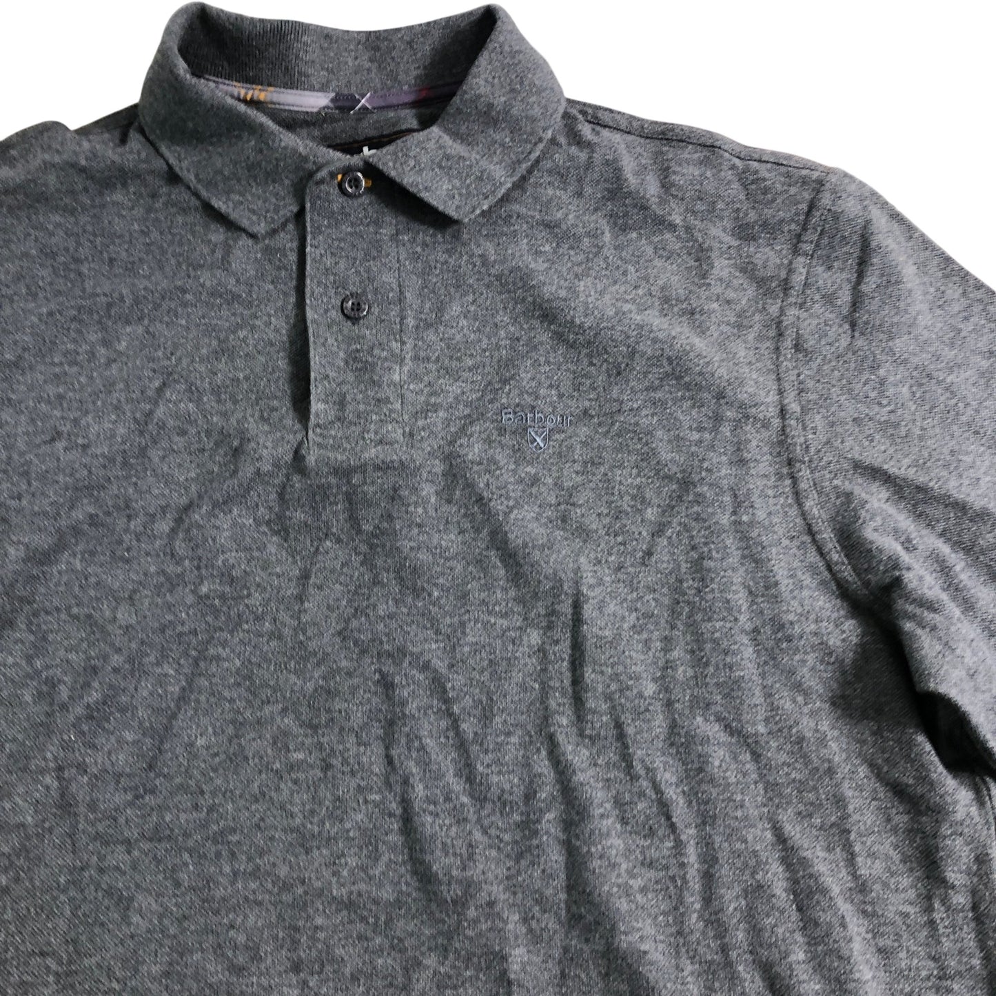 Barbour Essential Long Sleeve Polo Shirt Slate Marl Size L Men Classic Fit