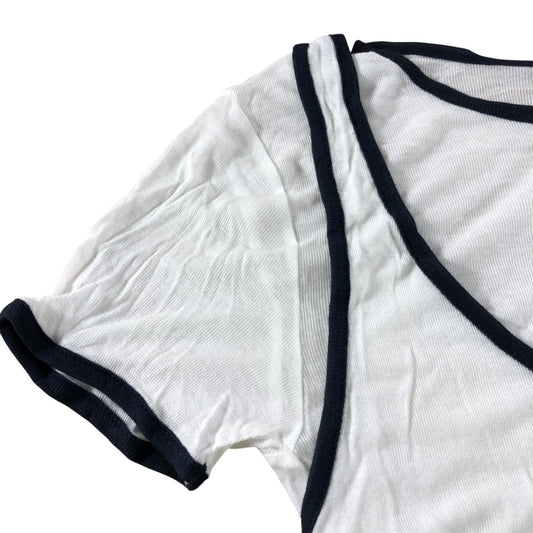 River Island 2 in 1 T-Shirt UK M Women's White Short Tank Top - Size M