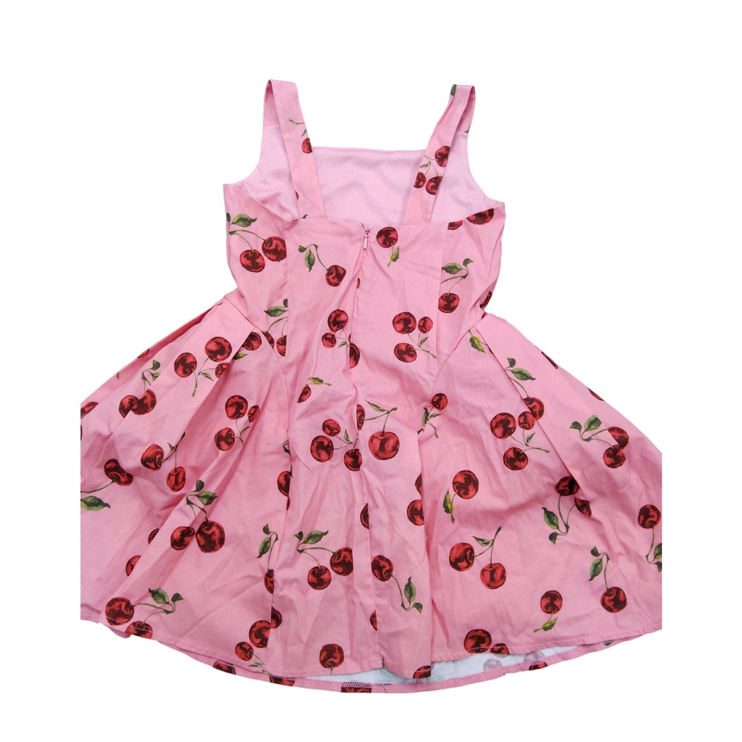 River Island Cherry Print Dress 7 Years Girls Pink Sleeveless Cotton Summer Wear