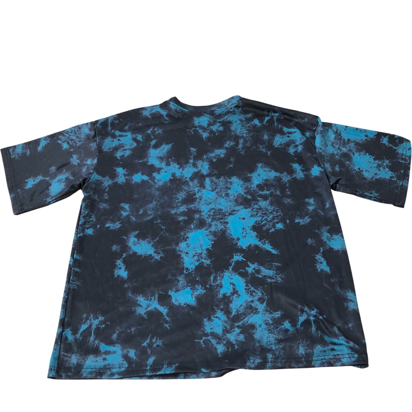 Men's T-Shirt Black Blue Tie Dye Pattern Lightweight Polyester Medium