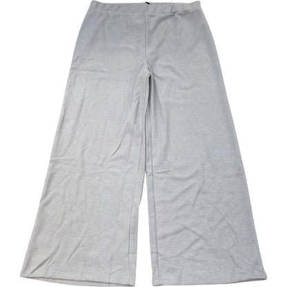 Wide Leg Trousers Grey Ribbed Fabric Soft Feel
