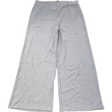 Wide Leg Trousers Grey Ribbed Fabric Soft Feel