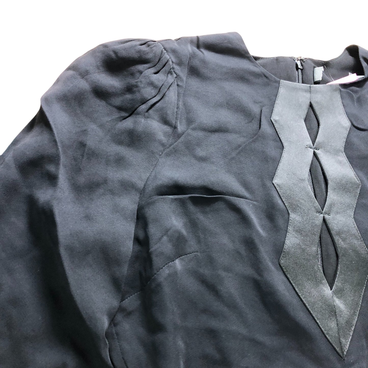 Branded Black Key Hole Ruched Midi Dress - Size 12