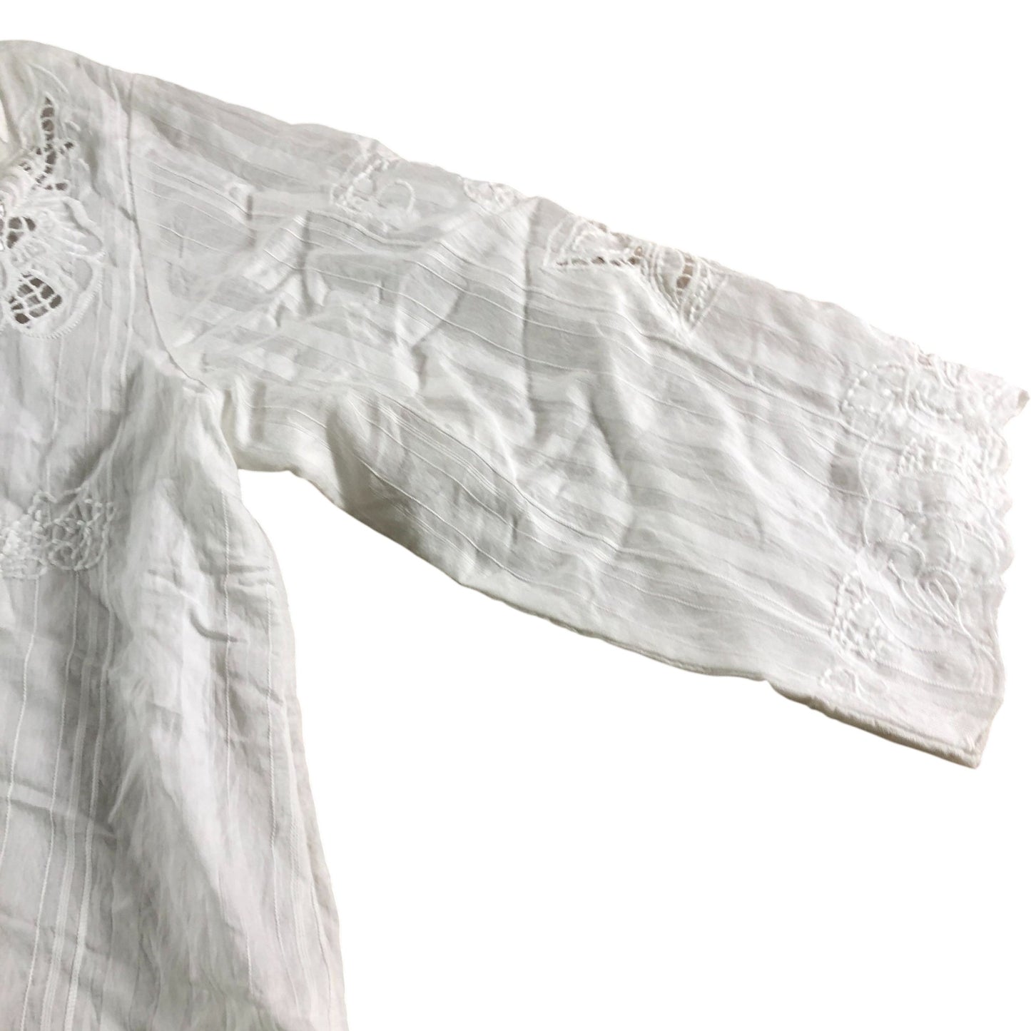 River Island Women's Embroidered Button Front Blouse UK XS White Cotton