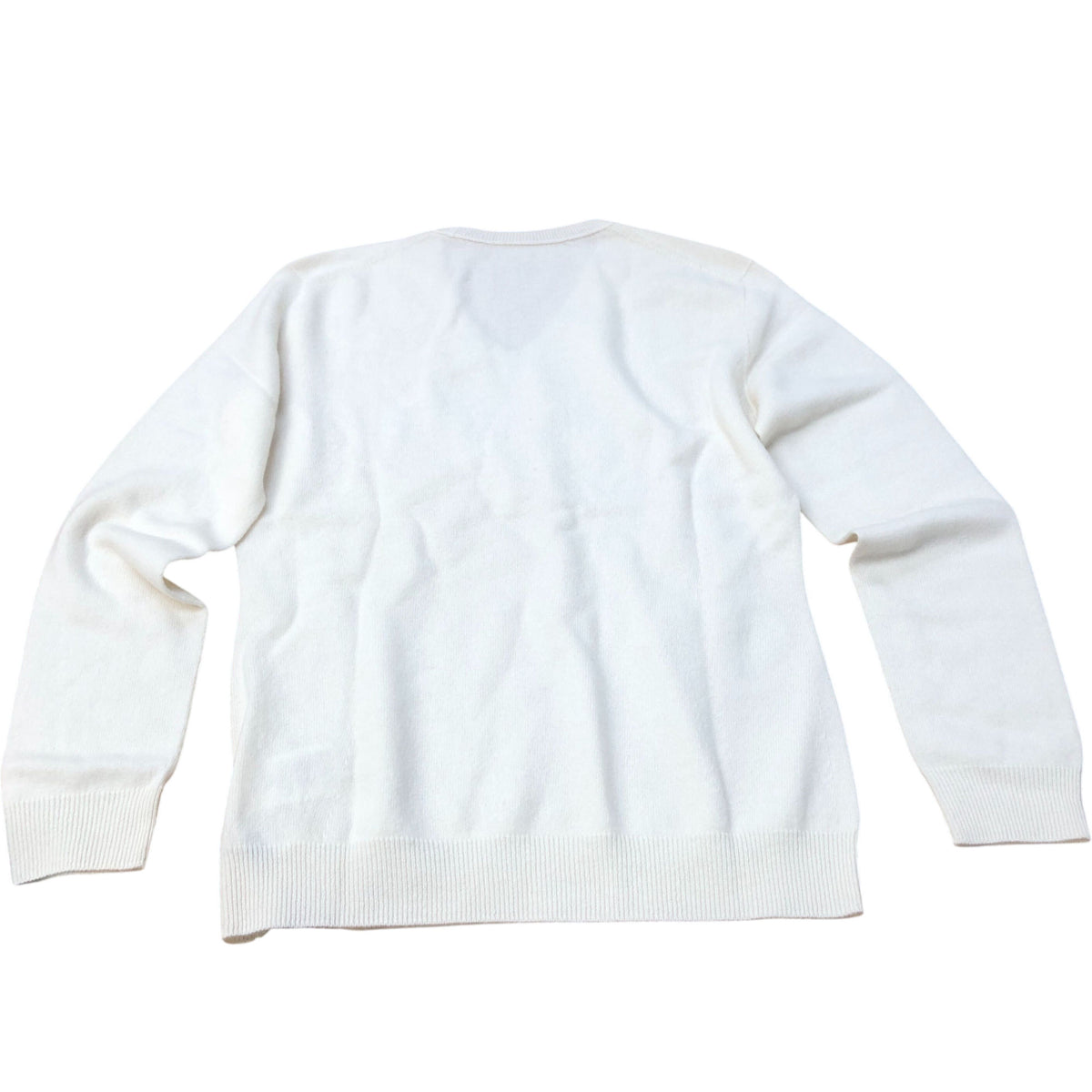 Hikaro Wool Sweater Merino Wool UK10 Women's White V Neck Long Sleeve
