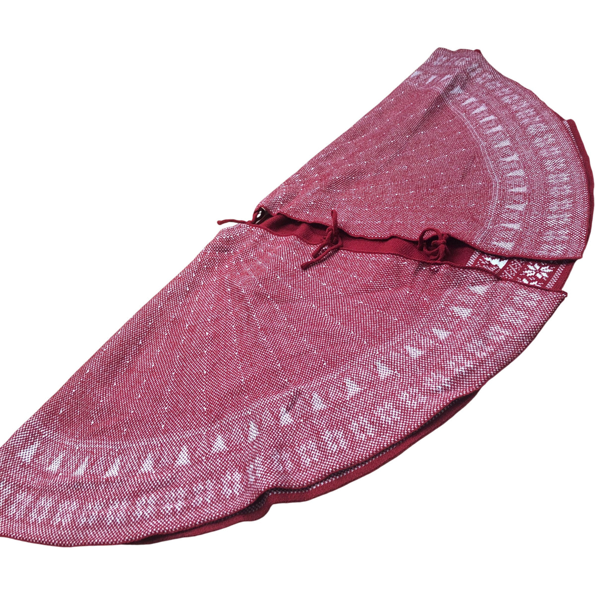 Red Christmas Tree Skirt with White Snowflake Pattern Decorative Decor 48"