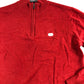 Branded Zip Neck Jumper Men's Cotton Red Casual Knit Sweater Size Medium