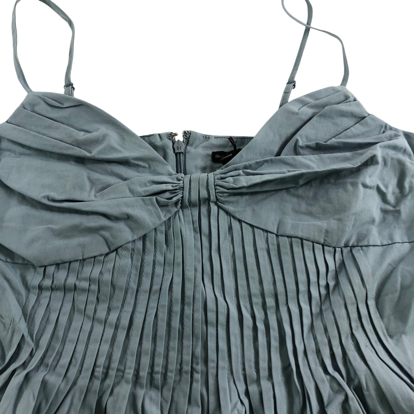 River Island UK12 Women's Light Blue Pleated Spaghetti Strap Tank Top