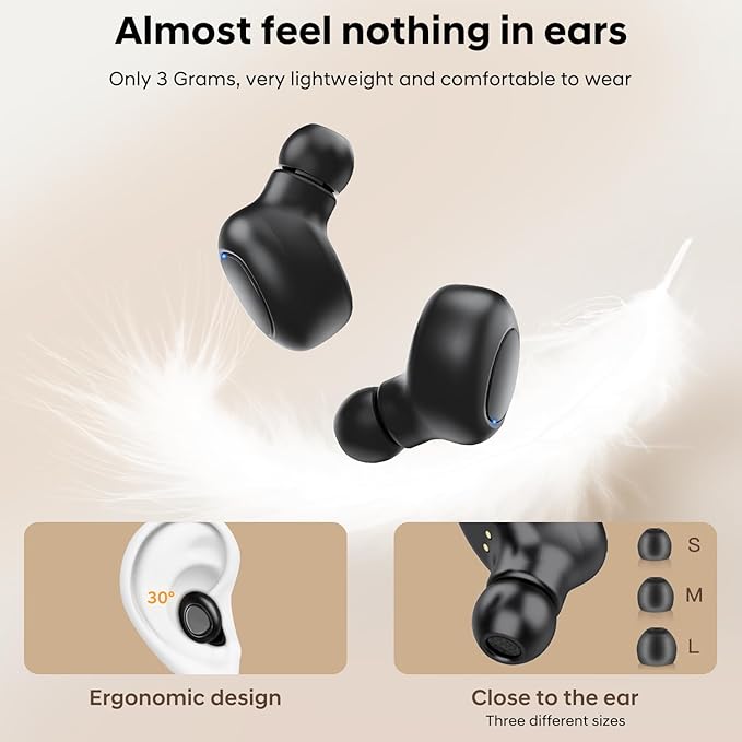 LESUN Wireless Bluetooth 5.4 In Ear Headphones Lightweight Comfortable Bass