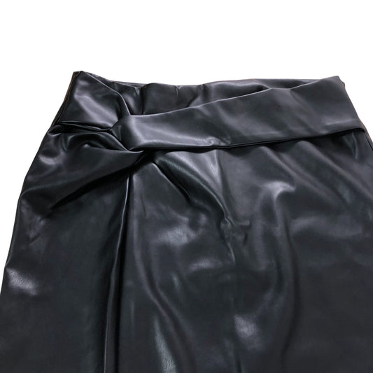 River Island Black Faux Leather Midi Skirt UK18 Women's Wrap