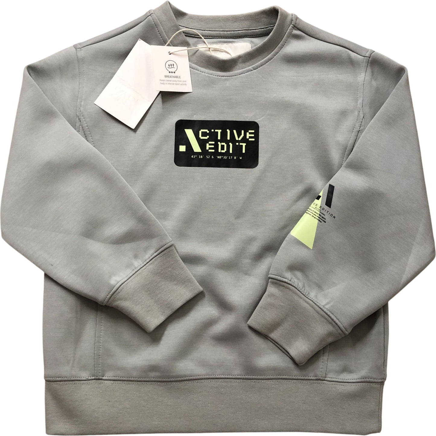 Zara Active Edit Sweatshirt Size 6-7 Years Kids Grey Pullover Activewear