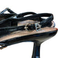 Pointed Toe Slingback Heels Black Faux Patent Leather Size 6