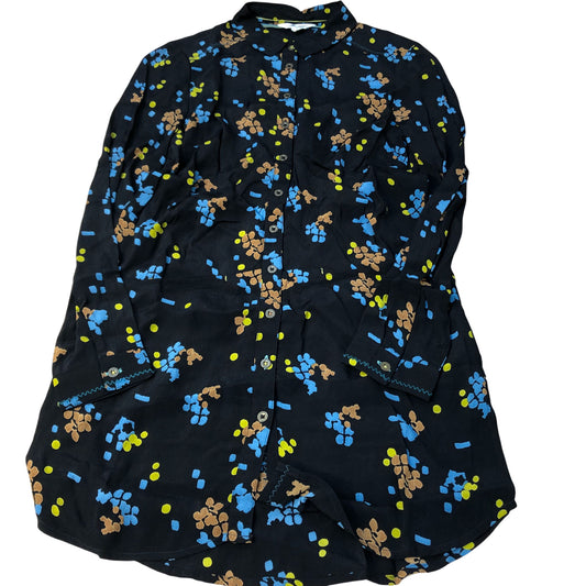 Long Sleeve Shirt Women's Size UK6 Floral Print Black Viscose Top