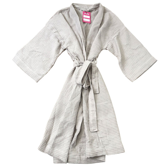 The White Company Waffle Robe Size 12 Women's Organic Cotton Grey Short Sleeves