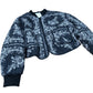 Floral Cropped Bomber Jacket Women's Black Quilted UK18
