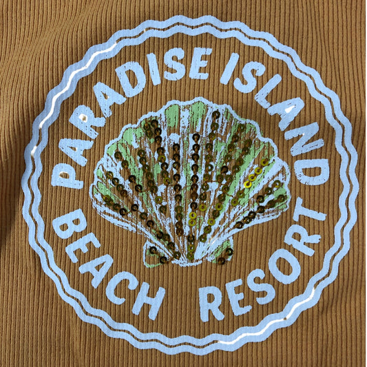 RIVER ISLAND Girls Tank Top UK11-12 Years Orange Paradise Island Beach Resort
