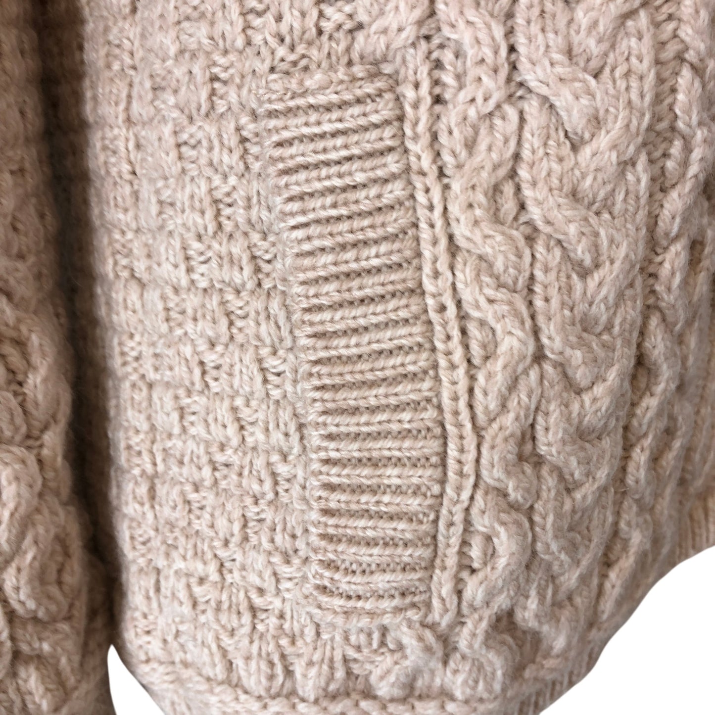 SAOL Ladies Side Zip Cardigan New Wool Blend Cream Cable Knit Sweater Size Large