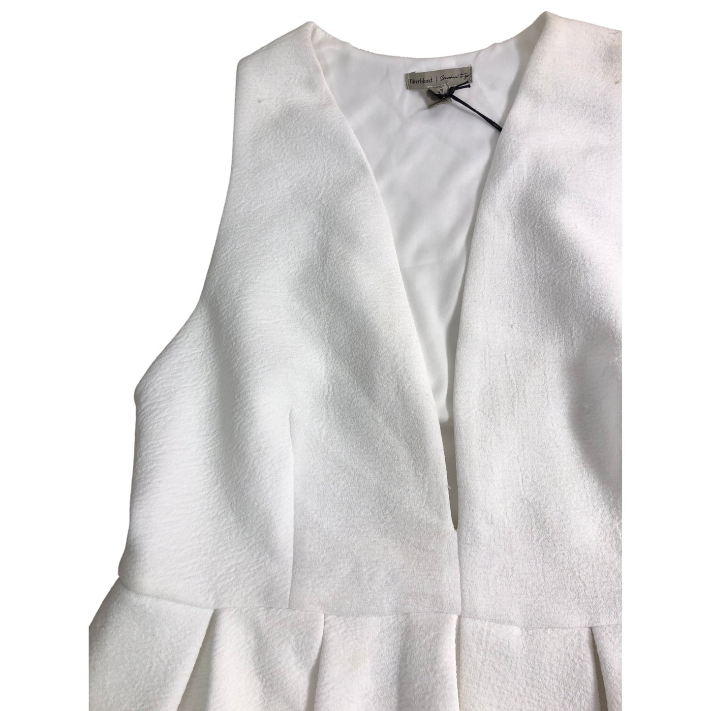 River Island Peplum Top UK Medium Women's White Lightweight Sleeveless Blouse
