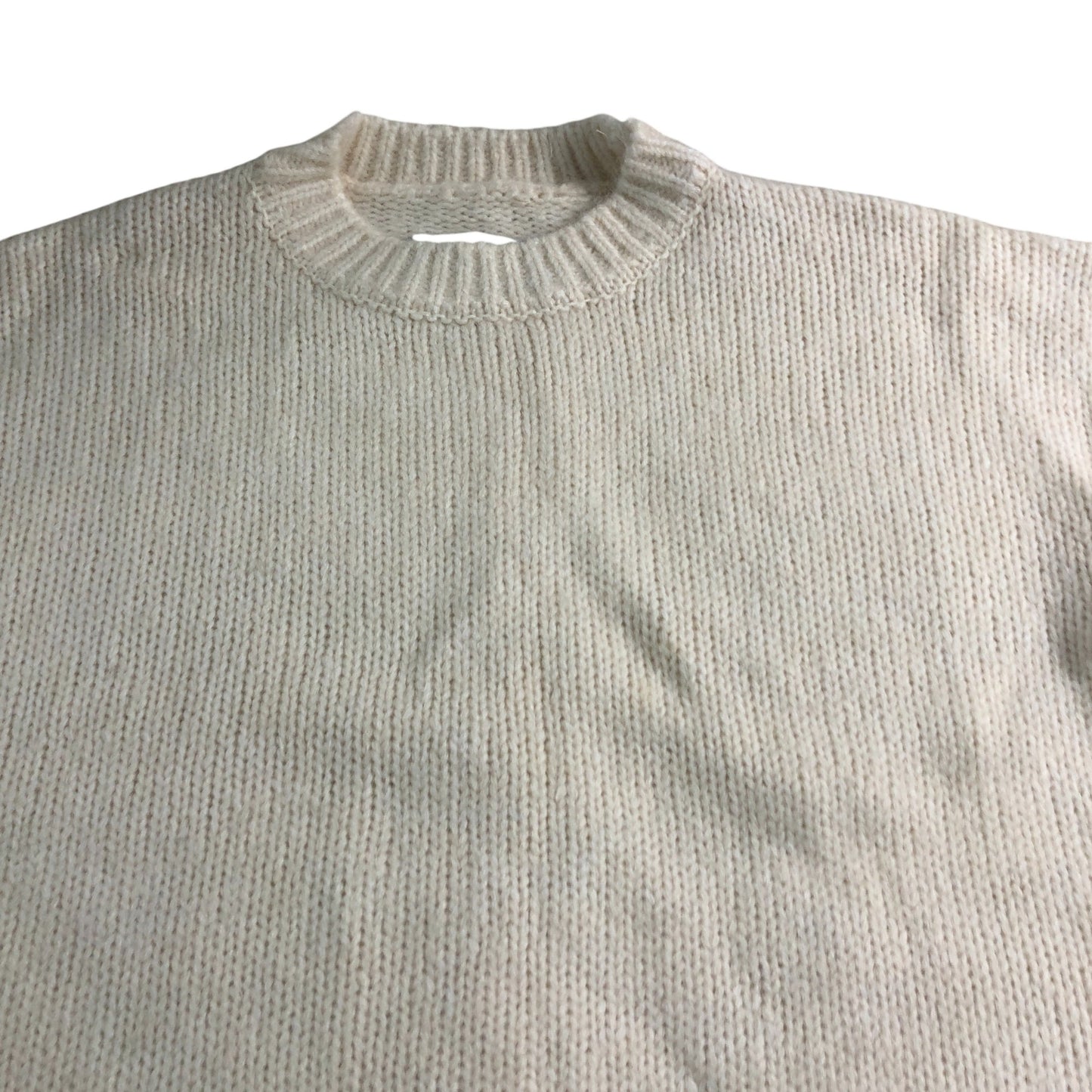 Women's Cream Sweater Size Small Knit Wool Blend With Scarf