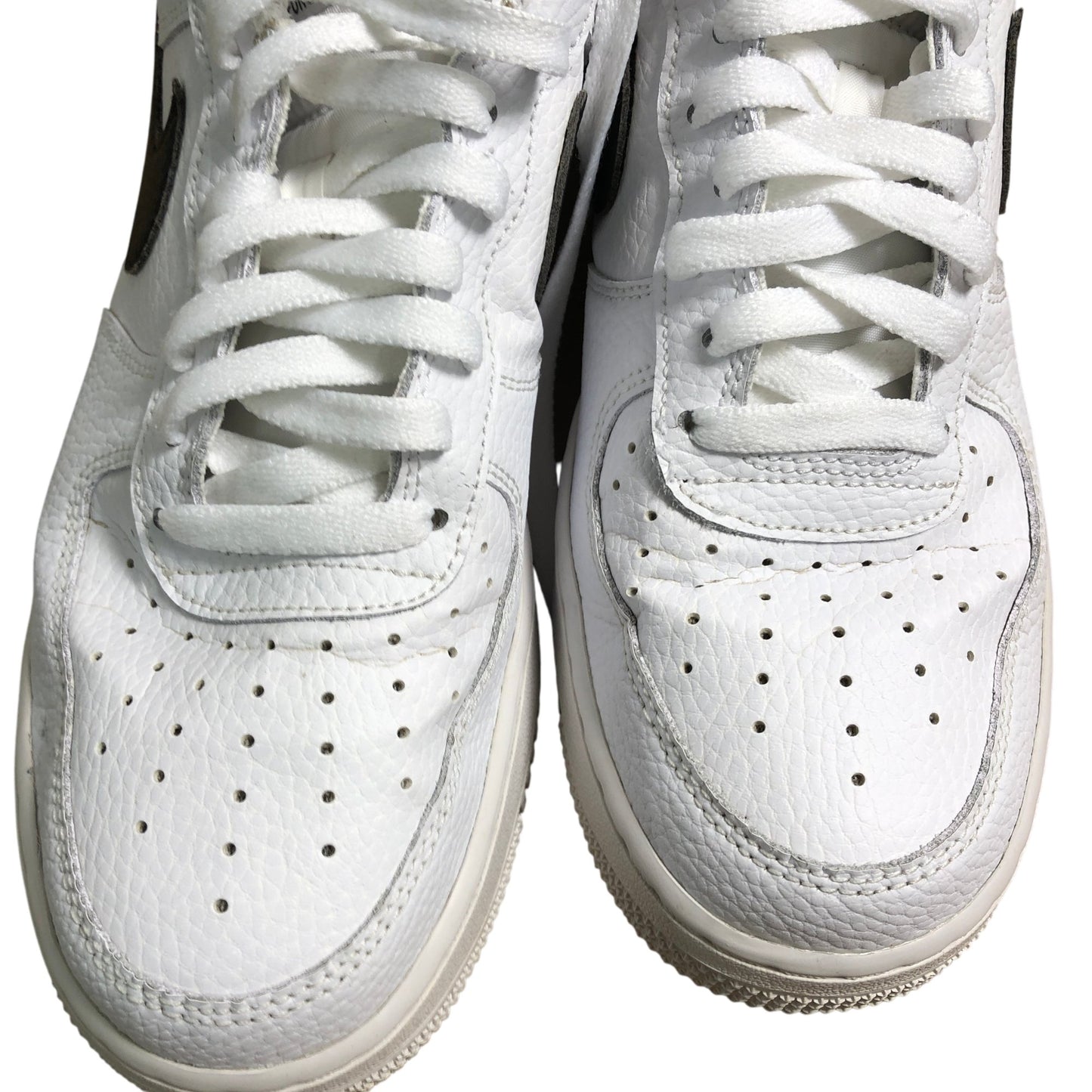 Nike Air Force 1 Low UK9 Men's Trainers White Black Leather Stylish Sneakers