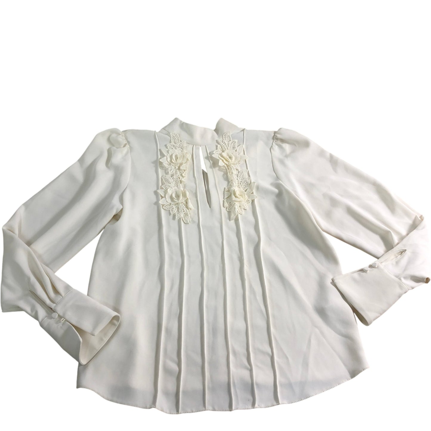 River Island Women's Elegant White Blouse UK 6 Embroidered Floral Detail Top