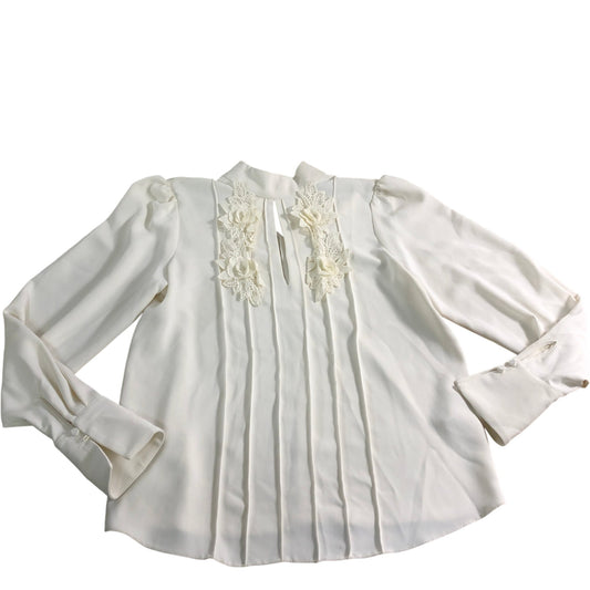 River Island Women's Elegant White Blouse UK 6 Embroidered Floral Detail Top