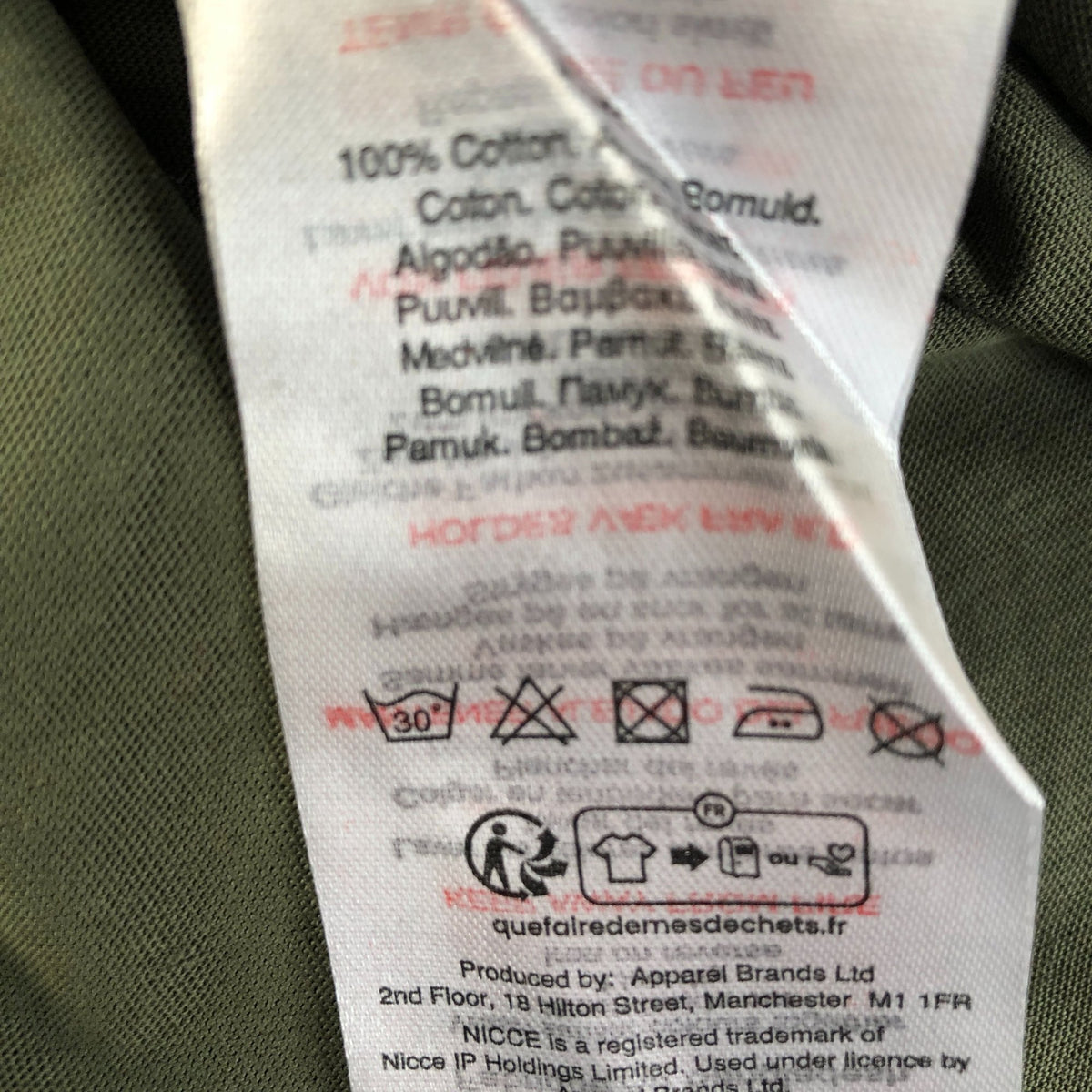 Nicce T-Shirt Men's Olive Green Casual Short Sleeve Top Cotton Large