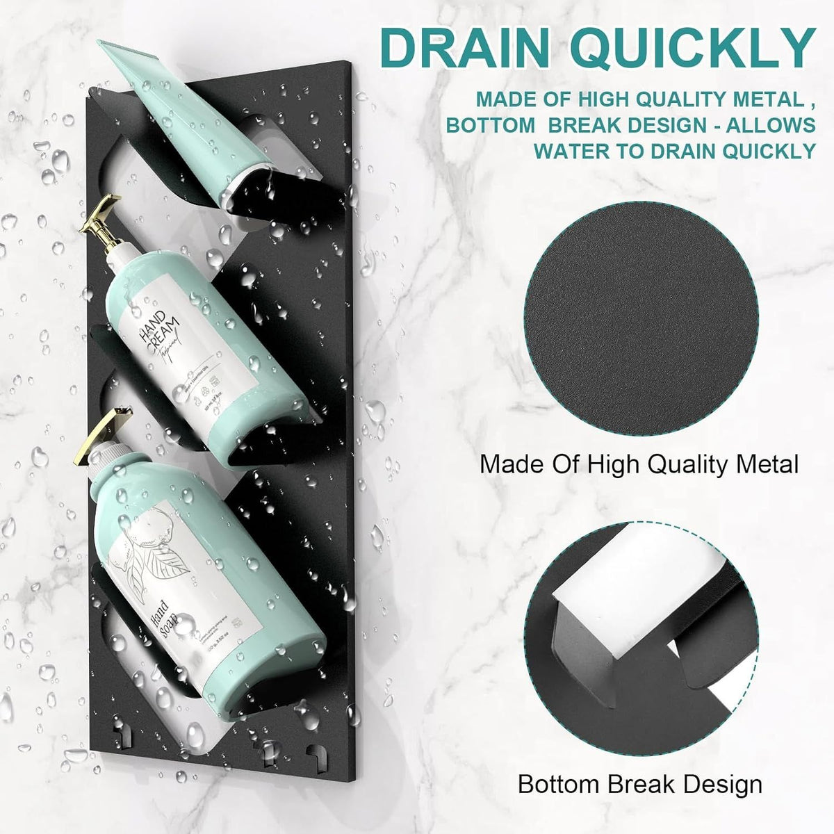 Shower Caddy Organisers - 2 Pack No Drill Bathroom Organizers with Hooks