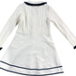 River Island Cream Ribbed Dress with Navy Trim Size 4-5 Months Girls Fashion