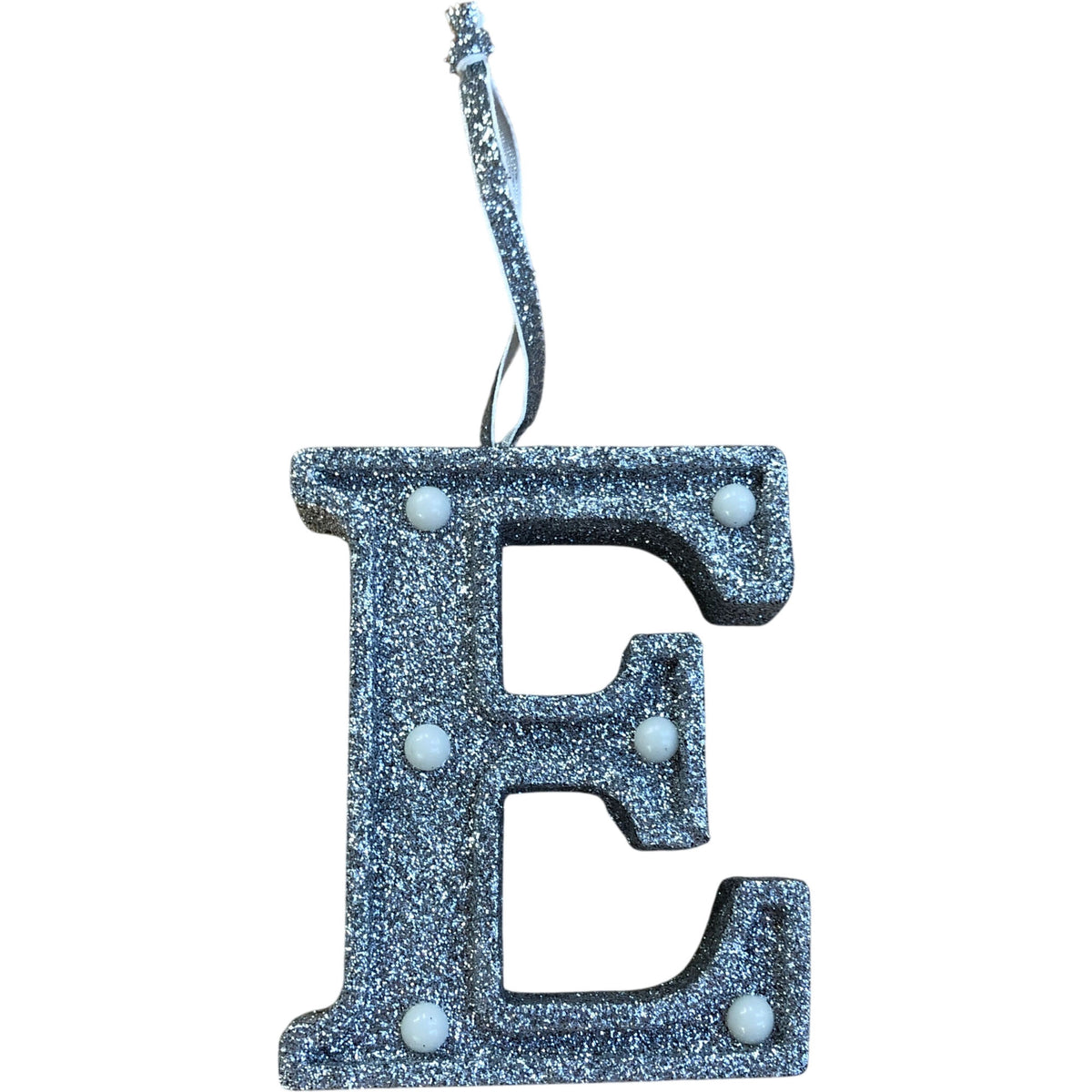 Light Up Silver Glitter Christmas Tree Decoration Letter 'E'